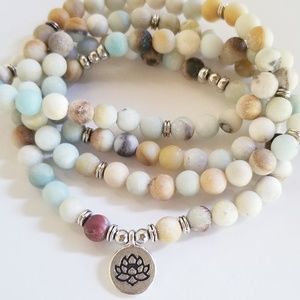 ❤Natural Amazonite Prayer Beads Wrap Bracelet